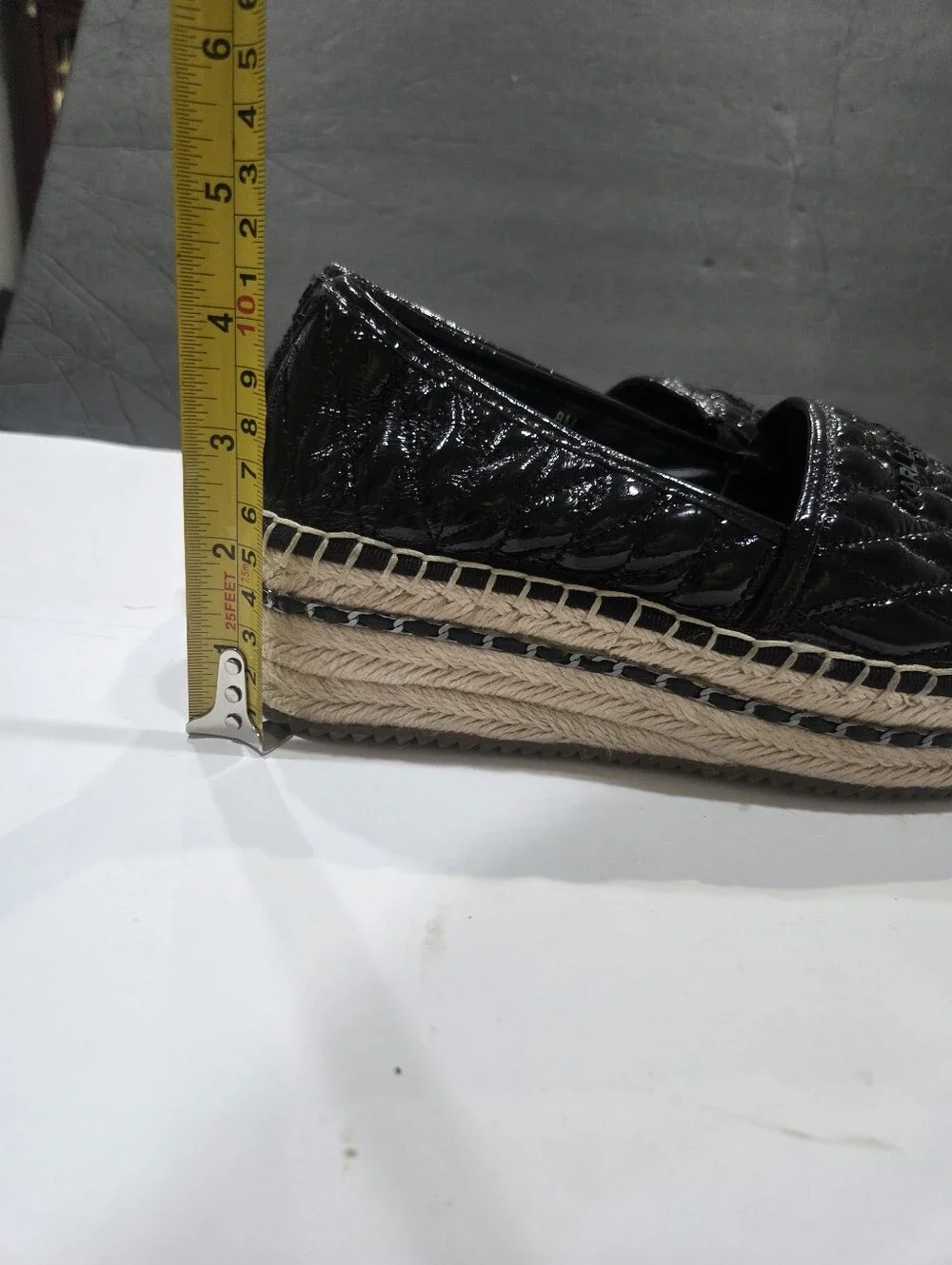 Karl Lagerfeld Desta Black Quilted Espadrille Slip-On Flats - Women's Sz.8